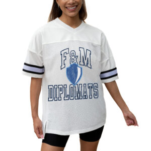 Women's Gameday Couture White Franklin & Marshall Diplomats Iconic Oversized Fashion Jersey