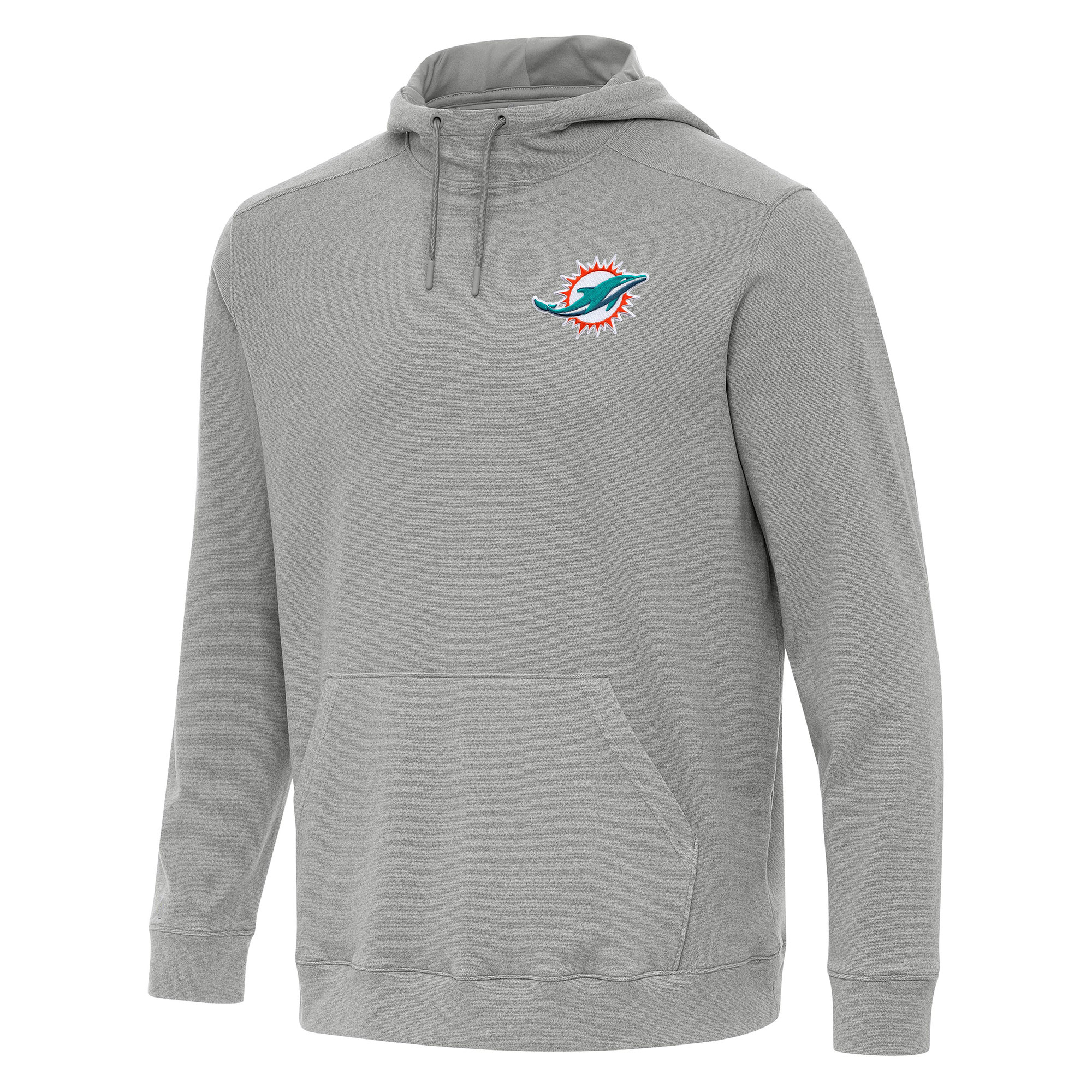 Men's Antigua Heather Gray Miami Dolphins Cloud Pullover Hoodie