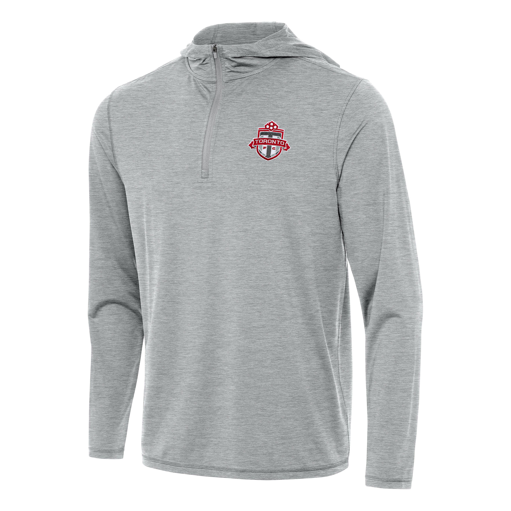 Men's Antigua Heather Gray Toronto FC Tidy Quarter-Zip Hoodie