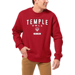 Men's League Collegiate Wear Cherry Temple Owls Essentials 2.0 Fleece Pullover Sweatshirt