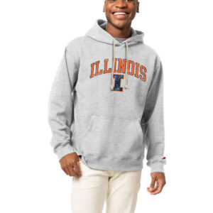 Men's League Collegiate Wear Heather Gray Illinois Fighting Illini Essentials 2.0 Fleece Pullover Hoodie