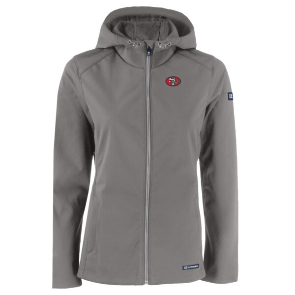 Women's Cutter & Buck Stone San Francisco 49ers Evoke Eco Softshell Recycled Full-Zip Hoodie Jacket - Image 3