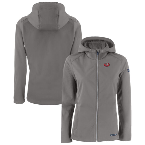 Women's Cutter & Buck Stone San Francisco 49ers Evoke Eco Softshell Recycled Full-Zip Hoodie Jacket