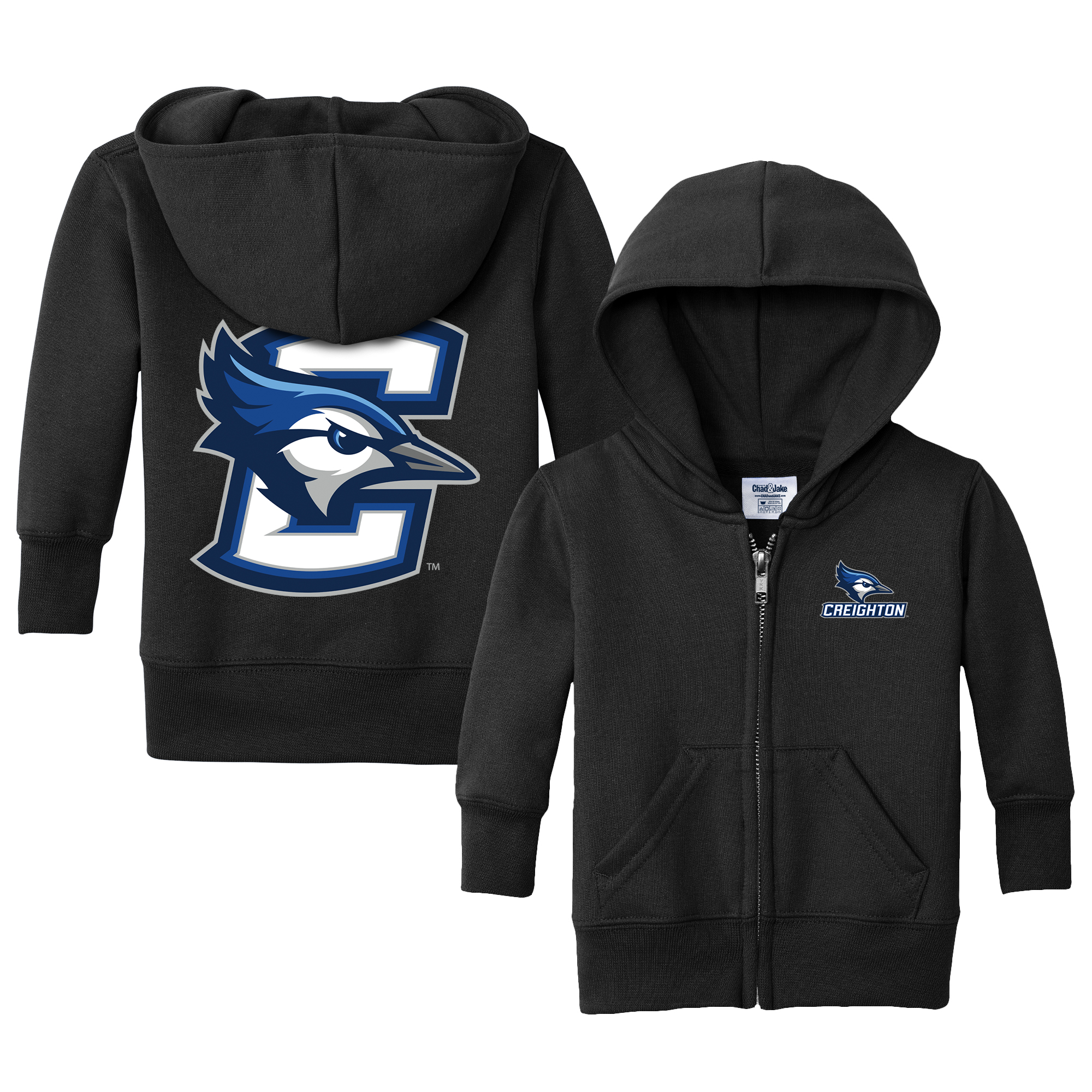 Toddler Chad & Jake Black Creighton Bluejays Logo Full-Zip Hoodie Jacket