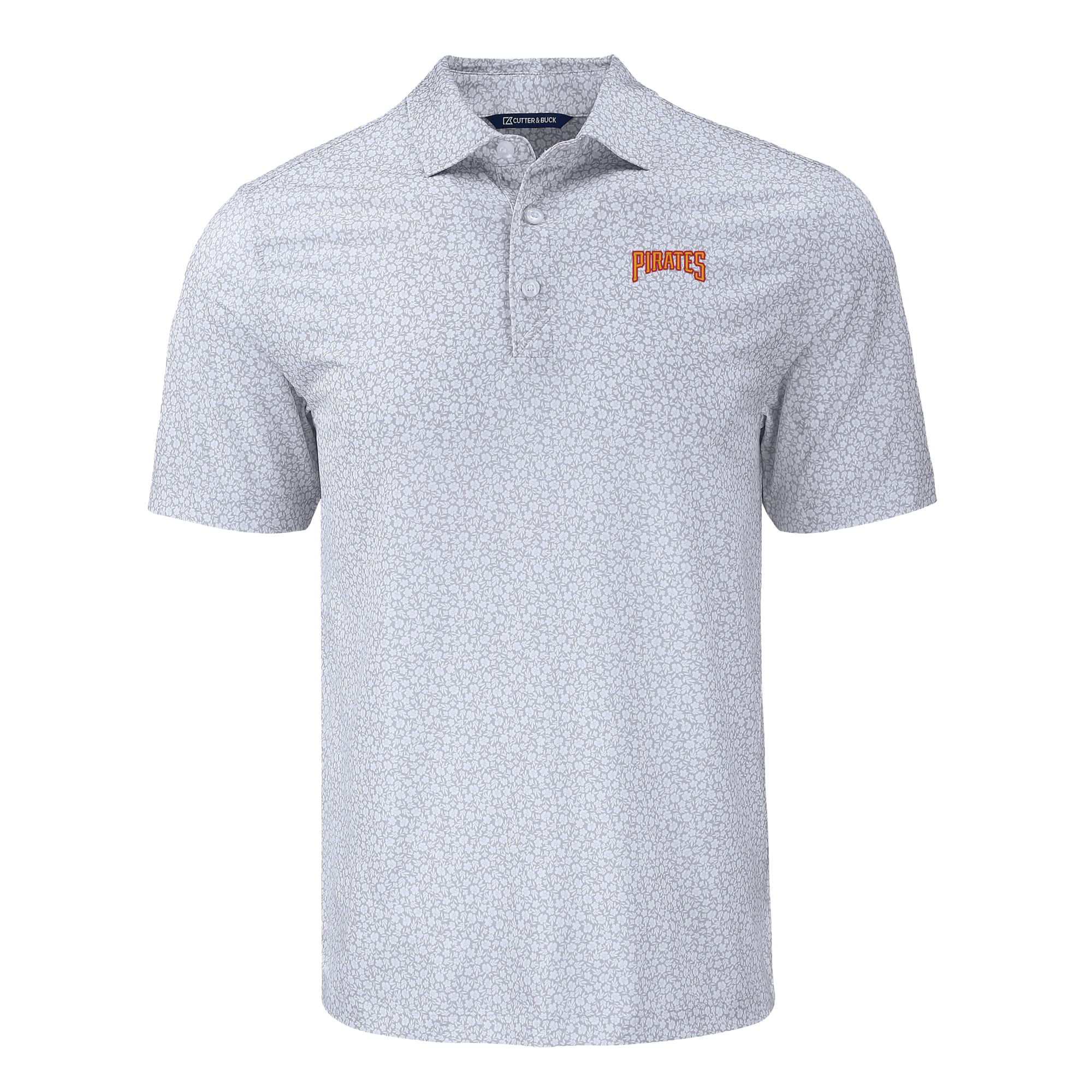 Men's Cutter & Buck Gray Pittsburgh Pirates Pike Eco Flora Print Recycled Polo - Image 3