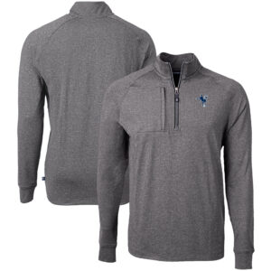Men's Cutter & Buck Heather Black Indianapolis Colts Big & Tall Adapt Eco Raglan Quarter-Zip Jacket