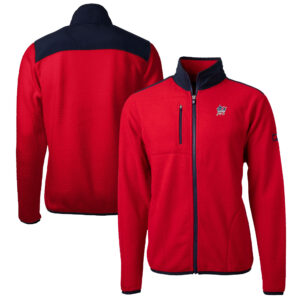 Men's Cutter & Buck Red Miami Marlins Big & Tall Americana Cascade Eco Fleece Full-Zip Jacket