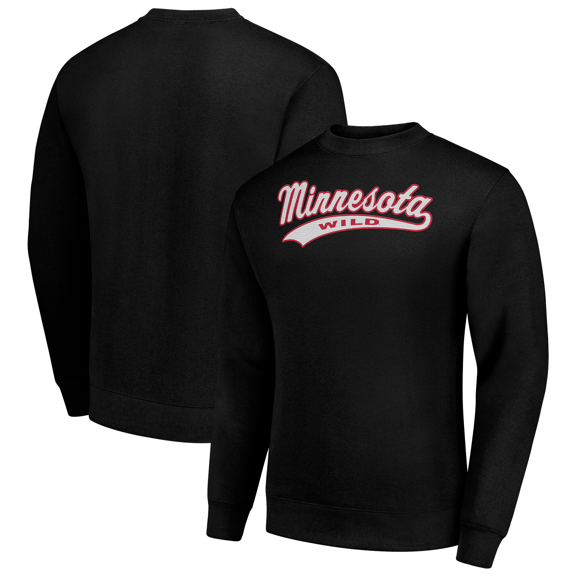 Men's Starter Black Minnesota Wild Tailsweep City Pullover Sweatshirt