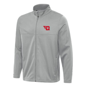 Men's Antigua Gray Dayton Flyers Links 2 Full-Zip Golf Jacket