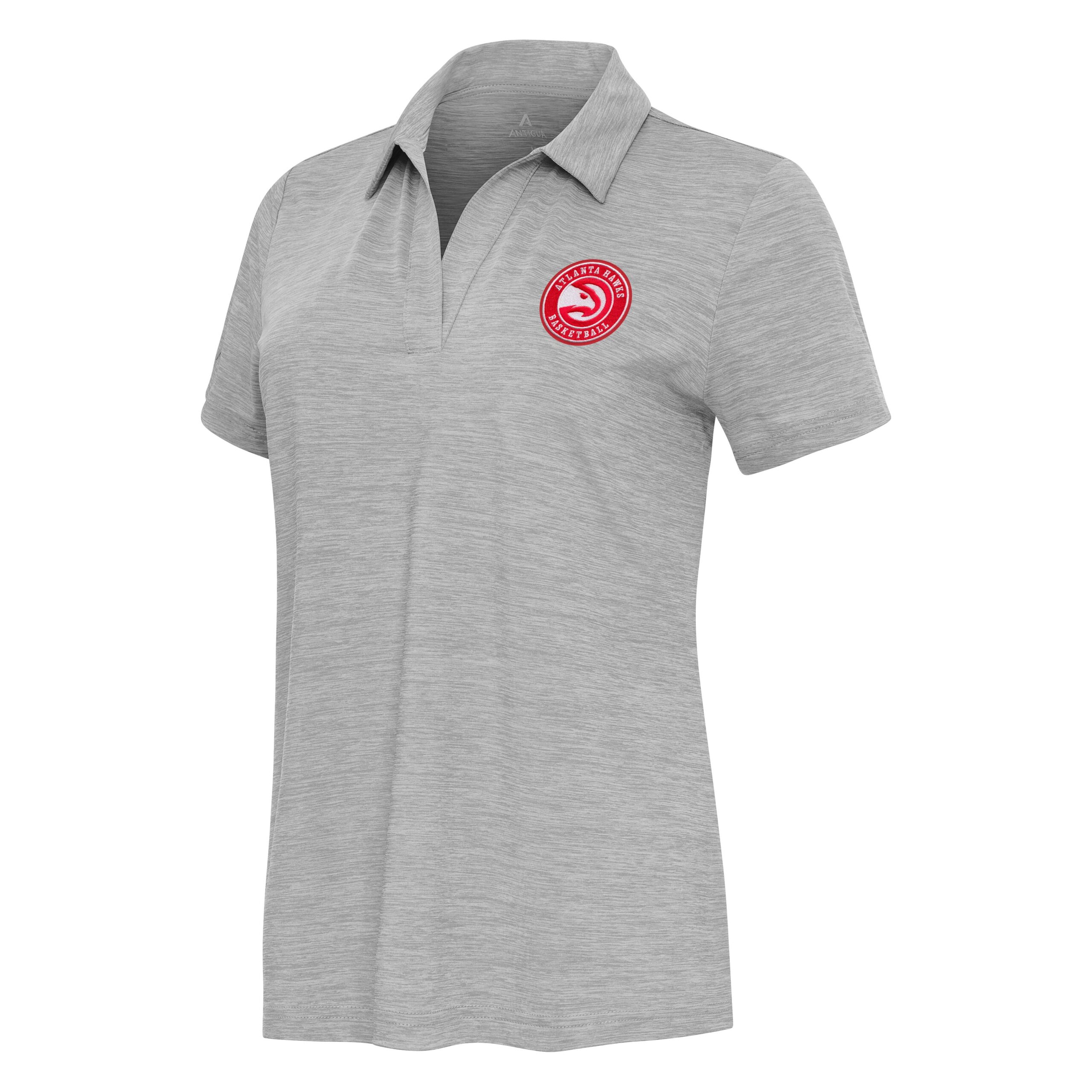 Women's Antigua Heather Gray Atlanta Hawks Layout V-Neck Polo