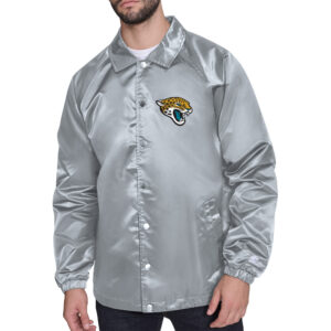 Men's Starter  Gray Jacksonville Jaguars Printed Logo Raglan Coaches Full-Snap Jacket