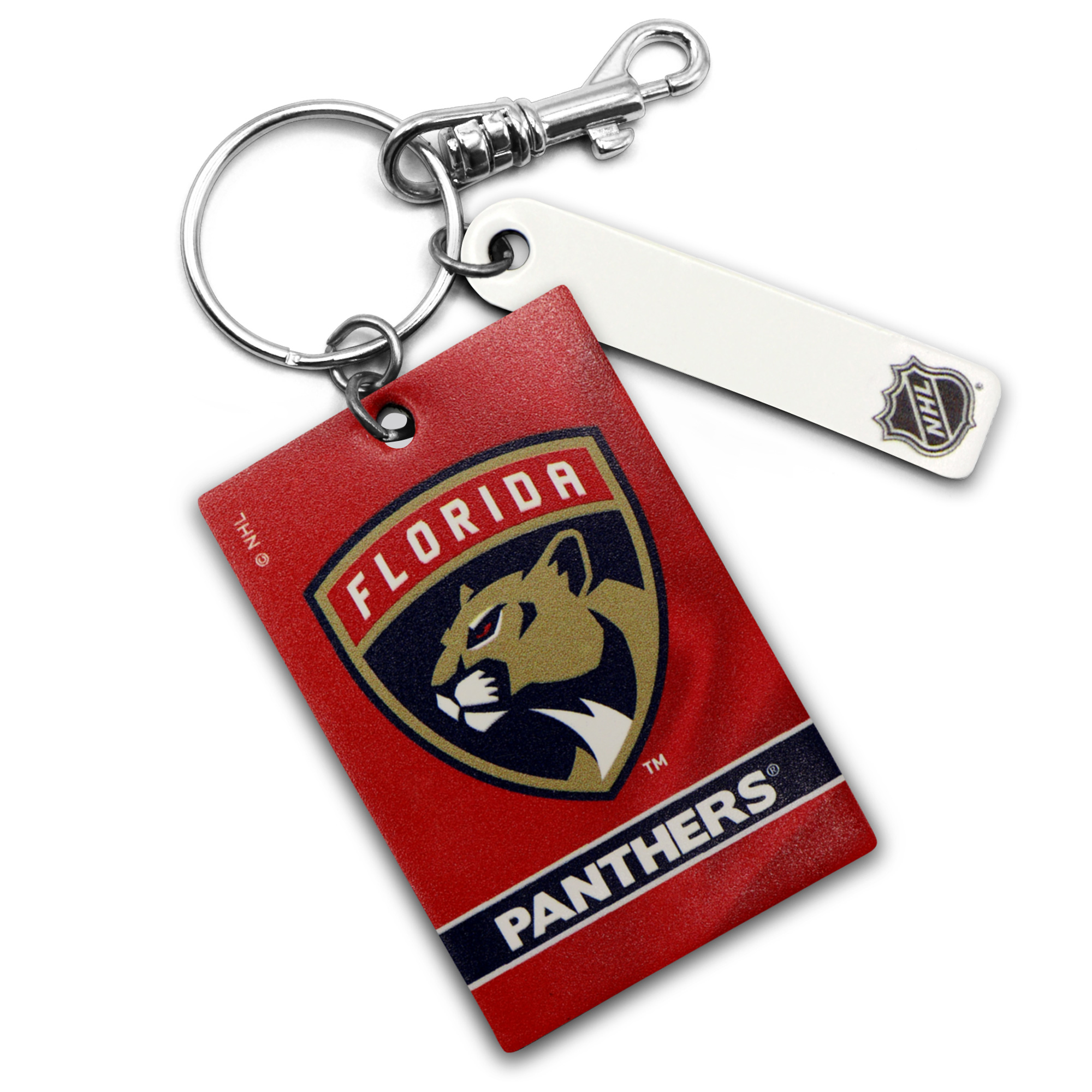 Florida Panthers Personalized Leather Rectangle Keychain