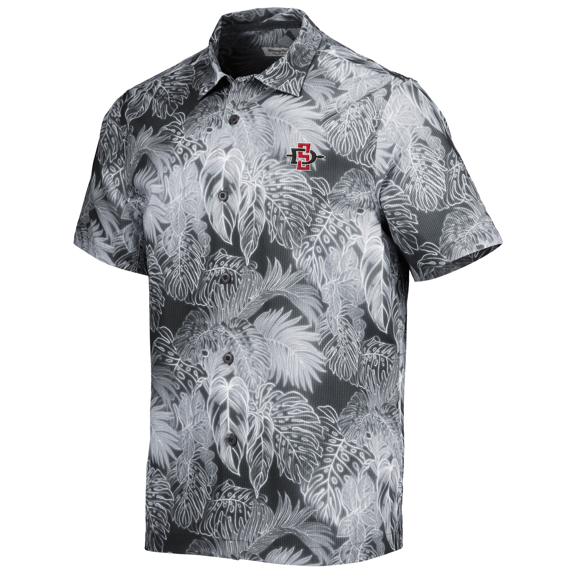Men's Tommy Bahama Black San Diego State Aztecs Bahama Coast Luminescent Frond Camp IslandZone Button-Up Shirt - Image 3