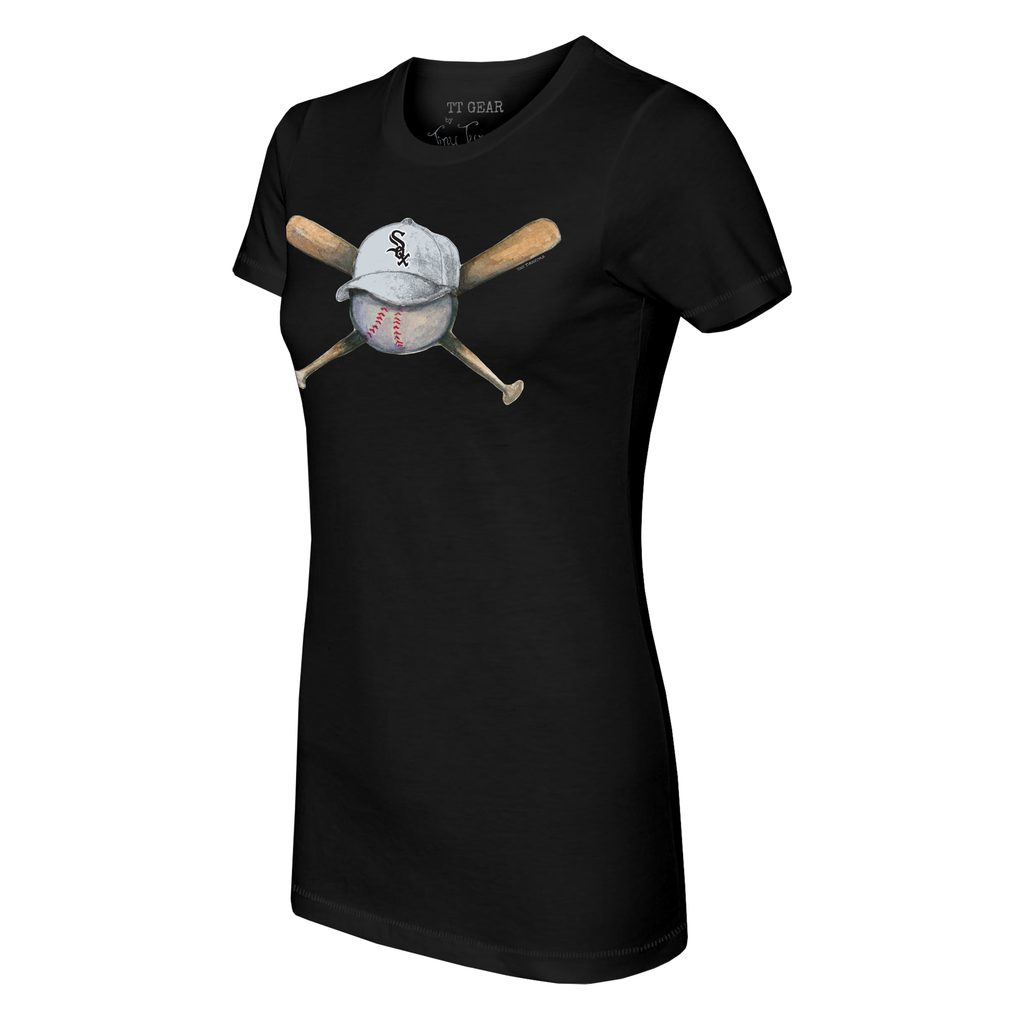 Women's Tiny Turnip Black Chicago White Sox Hat Crossbats T-Shirt - Image 6