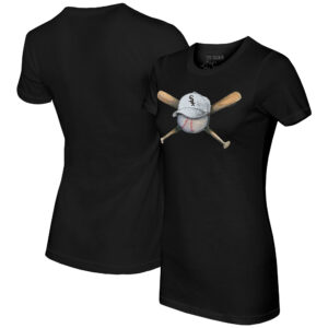 Women's Tiny Turnip Black Chicago White Sox Hat Crossbats T-Shirt
