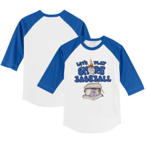 Infant Tiny Turnip White/Royal Toronto Blue Jays Smores Raglan 3/4-Sleeve T-Shirt