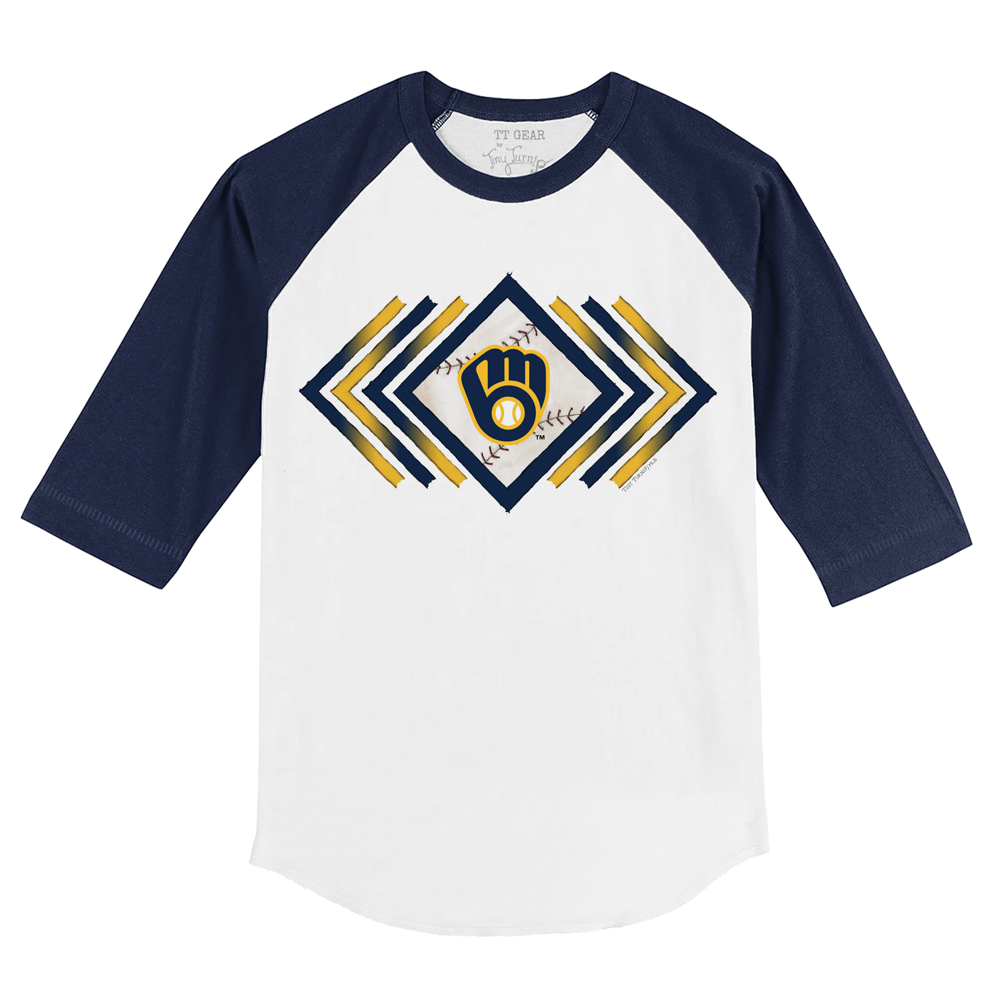 Toddler Tiny Turnip White/Navy Milwaukee Brewers Prism Arrows 3/4-Sleeve Raglan T-Shirt - Image 6