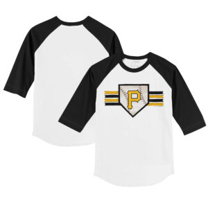 Youth Tiny Turnip White/Black Pittsburgh Pirates Base Stripe 3/4-Sleeve Raglan T-Shirt