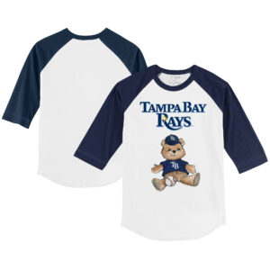 Youth Tiny Turnip White/Navy Tampa Bay Rays Teddy Boy 3/4-Sleeve Raglan T-Shirt