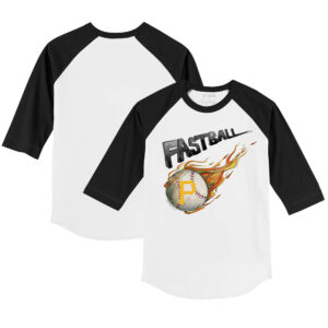 Youth Tiny Turnip White/Black Pittsburgh Pirates Fastball 3/4-Sleeve Raglan T-Shirt