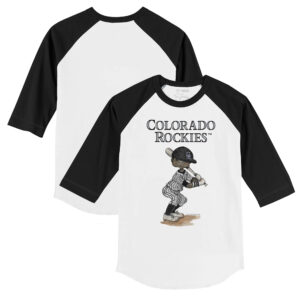 Youth Tiny Turnip White/Black Colorado Rockies James 3/4-Sleeve Raglan T-Shirt