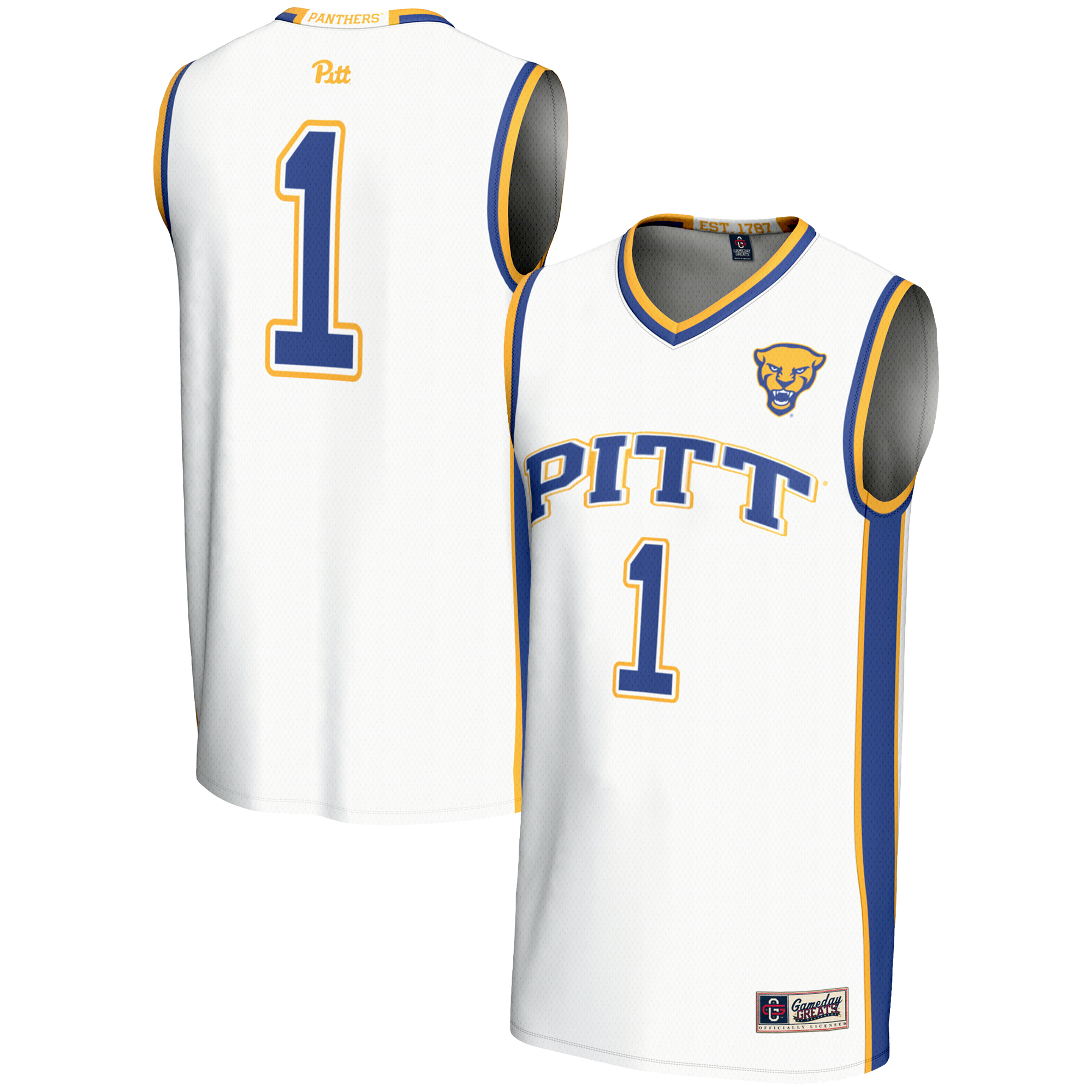 Men's GameDay Greats #1 White Pitt Panthers Lightweight Basketball Jersey - Image 2