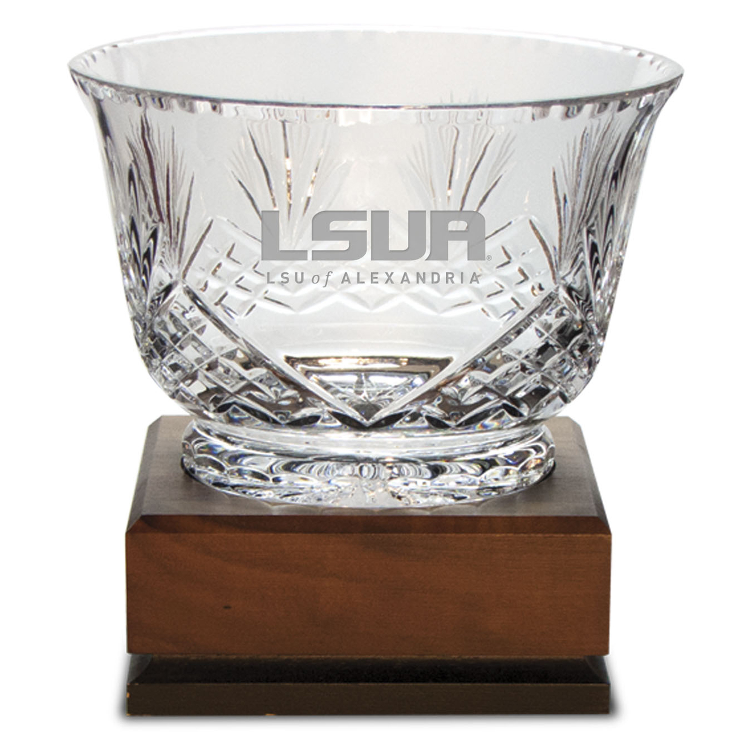 LSUA Generals 5" x 7.5" Medium Handcut Crystal Footed Revere Bowl