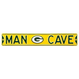 Yellow Green Bay Packers 6" x 36" Man Cave Steel Street Sign