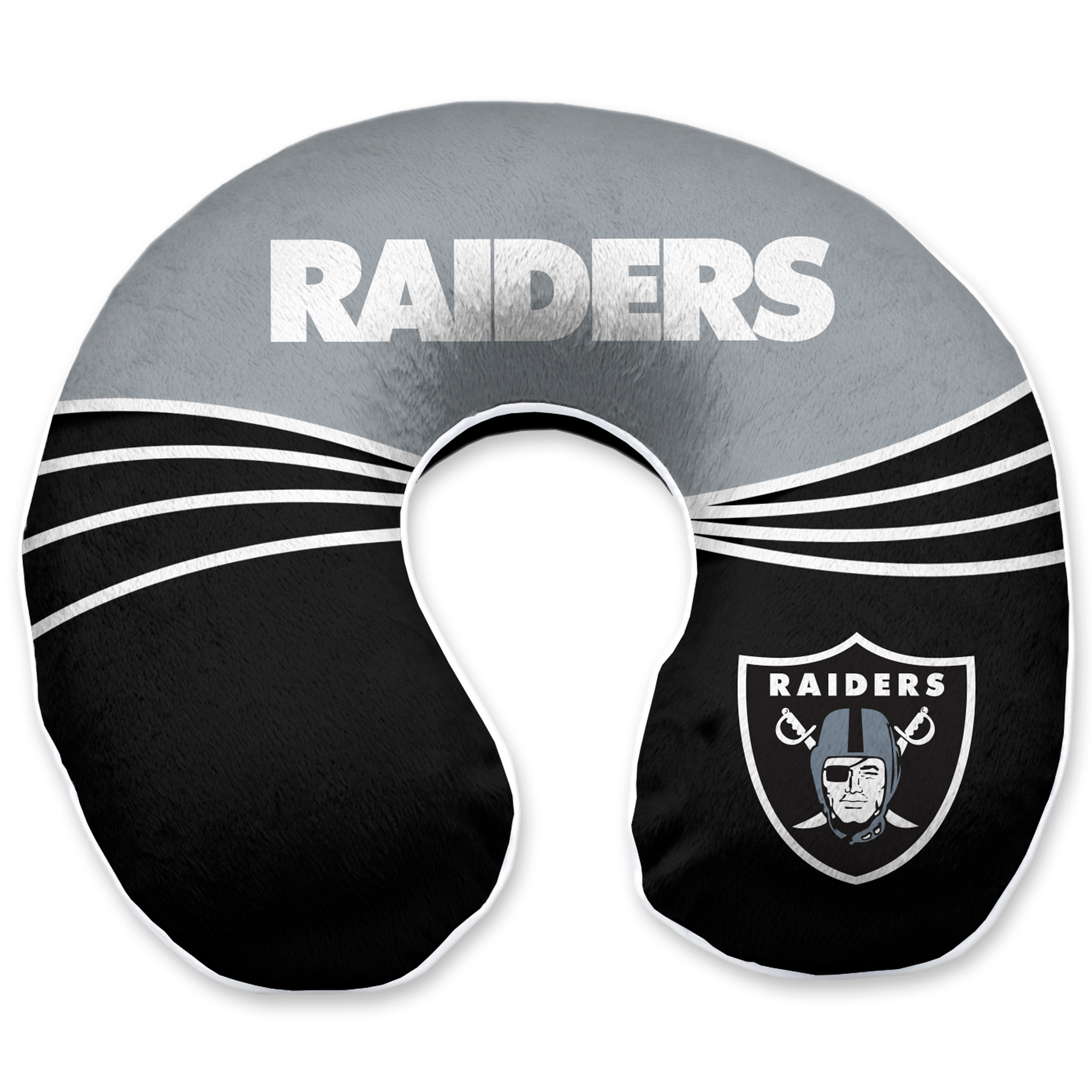 Las Vegas Raiders Wave Memory Foam U-Neck Travel Pillow - Black