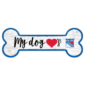 New York Rangers 6" x 12" Team Dog Bone Sign