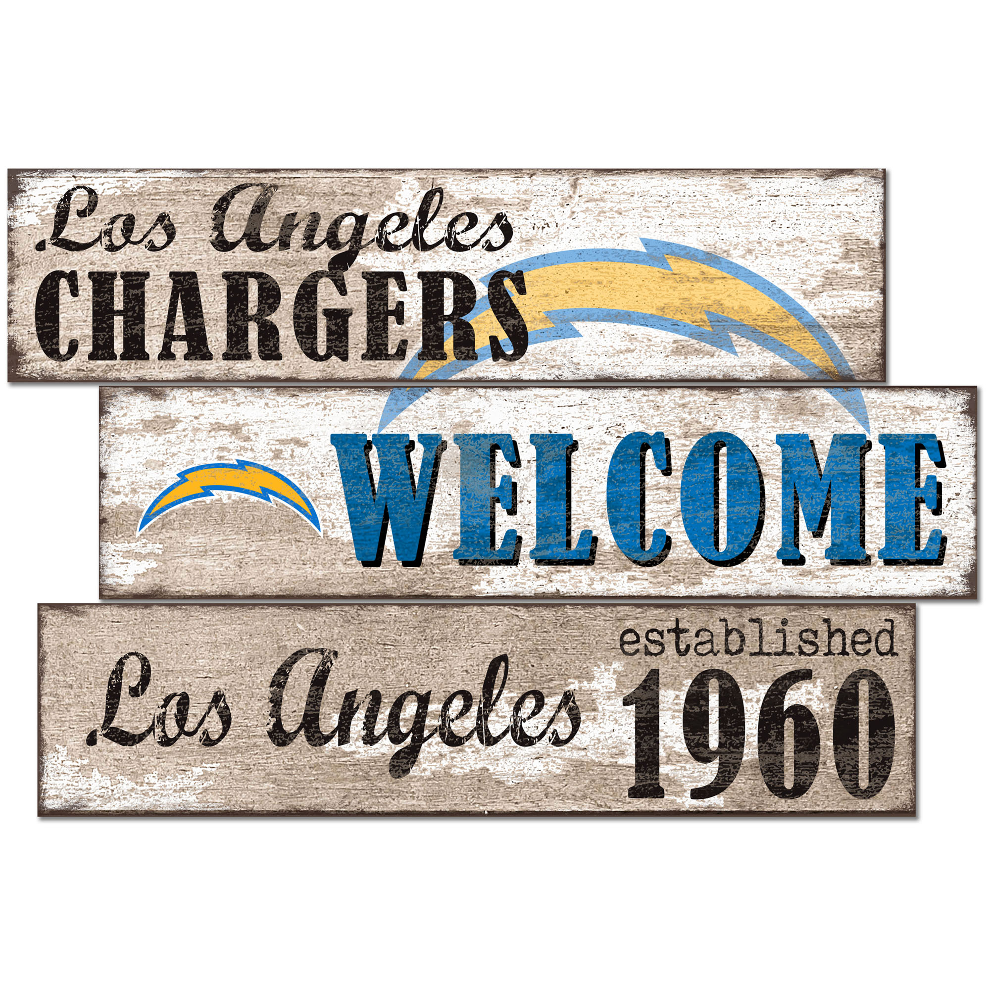 Los Angeles Chargers 24" 3-Plank Welcome Sign