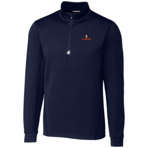 Men's Cutter & Buck Navy Illinois Fighting Illini Big & Tall Traverse Half-Zip Jacket