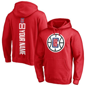 Men's Red LA Clippers Playmaker Personalized Name & Number Pullover Hoodie