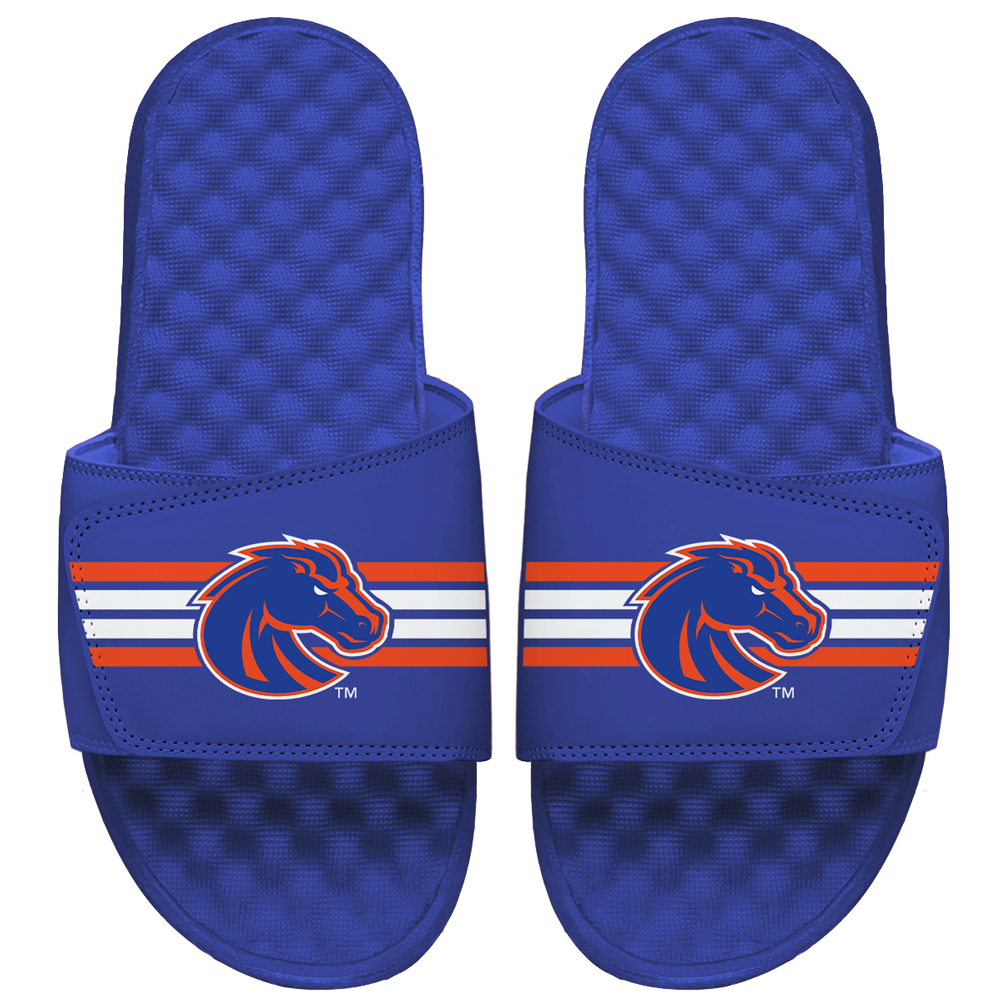 Men's ISlide Royal Boise State Broncos Varsity Stripes Slide Sandals