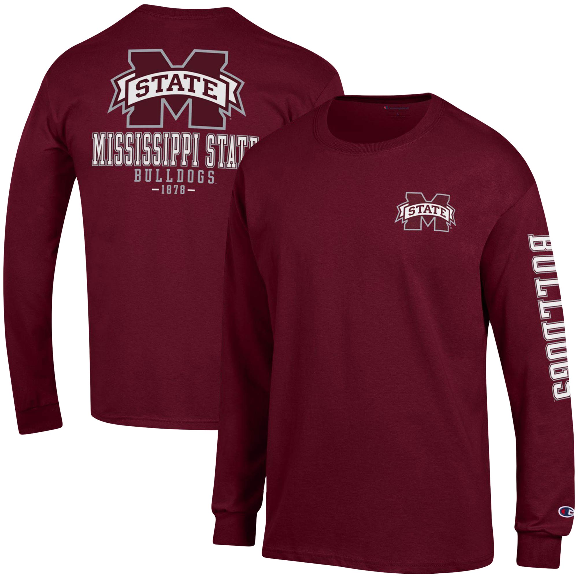Men's Champion Maroon Mississippi State Bulldogs Team Stack Long Sleeve T-Shirt - Image 5