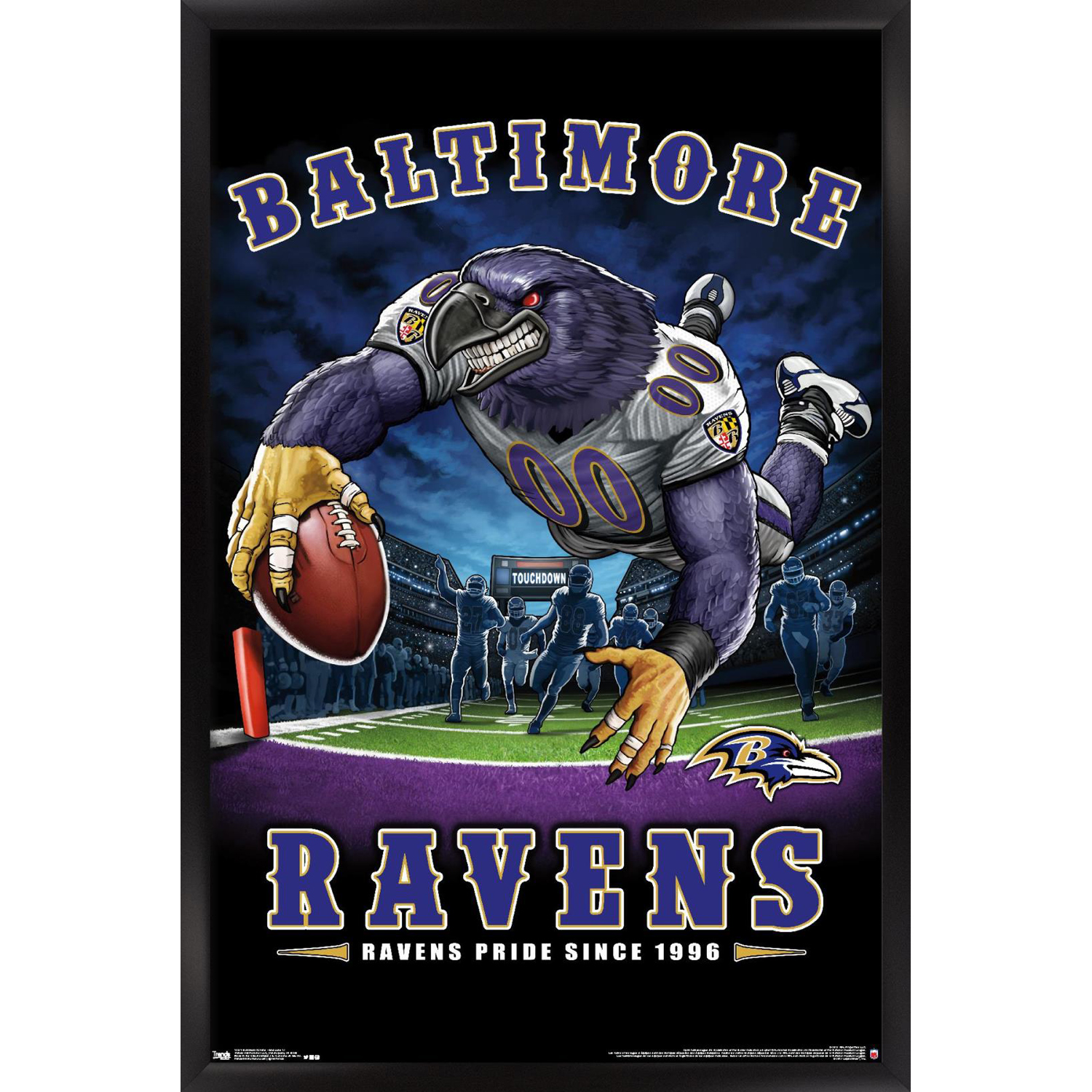Baltimore Ravens 24.25'' x 35.75'' Framed Mascot Endzone Poster - Image 5
