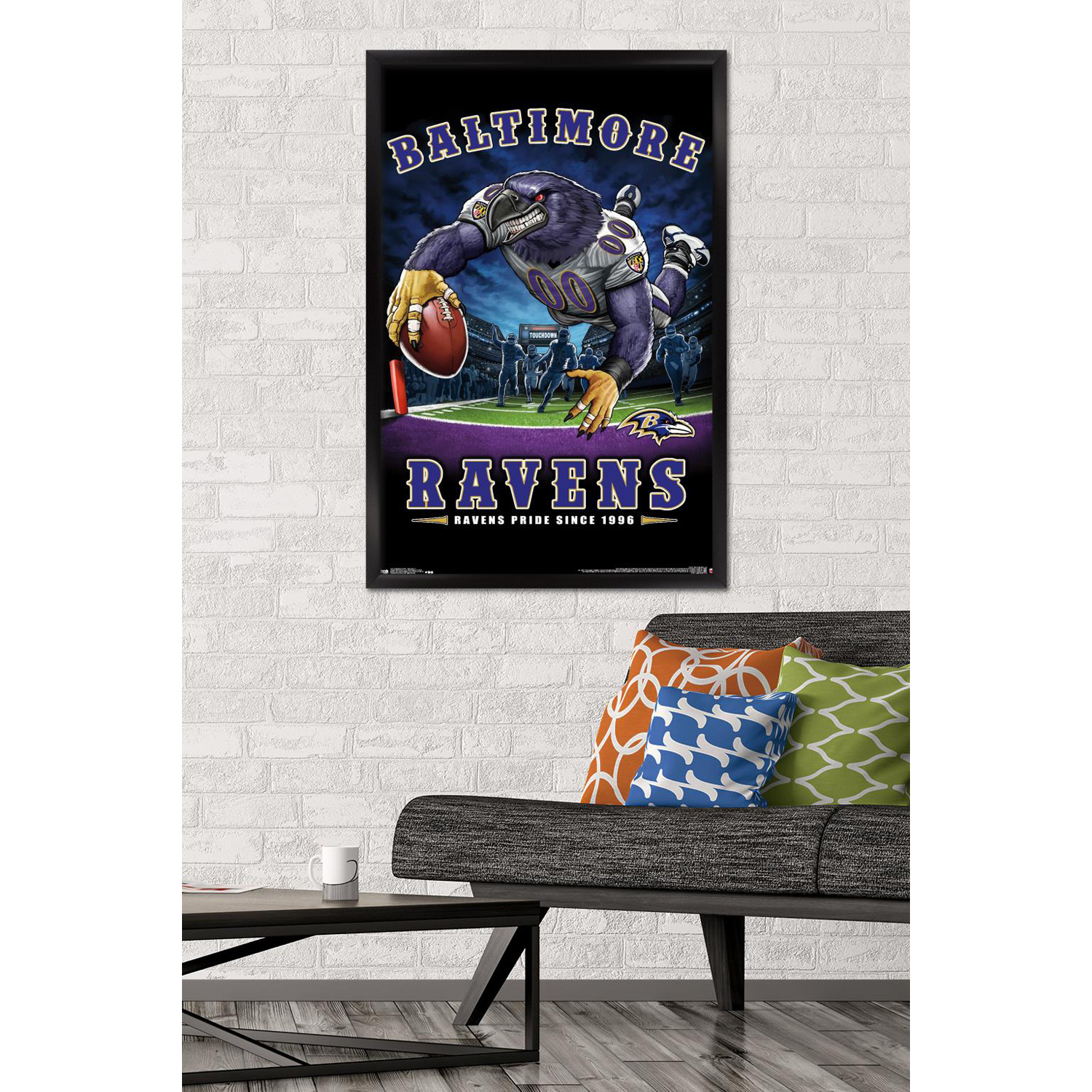 Baltimore Ravens 24.25'' x 35.75'' Framed Mascot Endzone Poster - Image 6