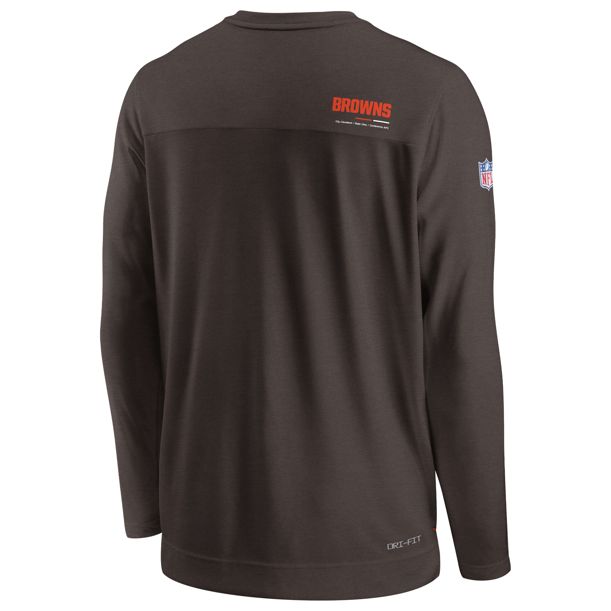 Men's Nike Brown Cleveland Browns Sideline Coach Chevron Lock Up Long Sleeve V-Neck Performance T-Shirt - Image 7