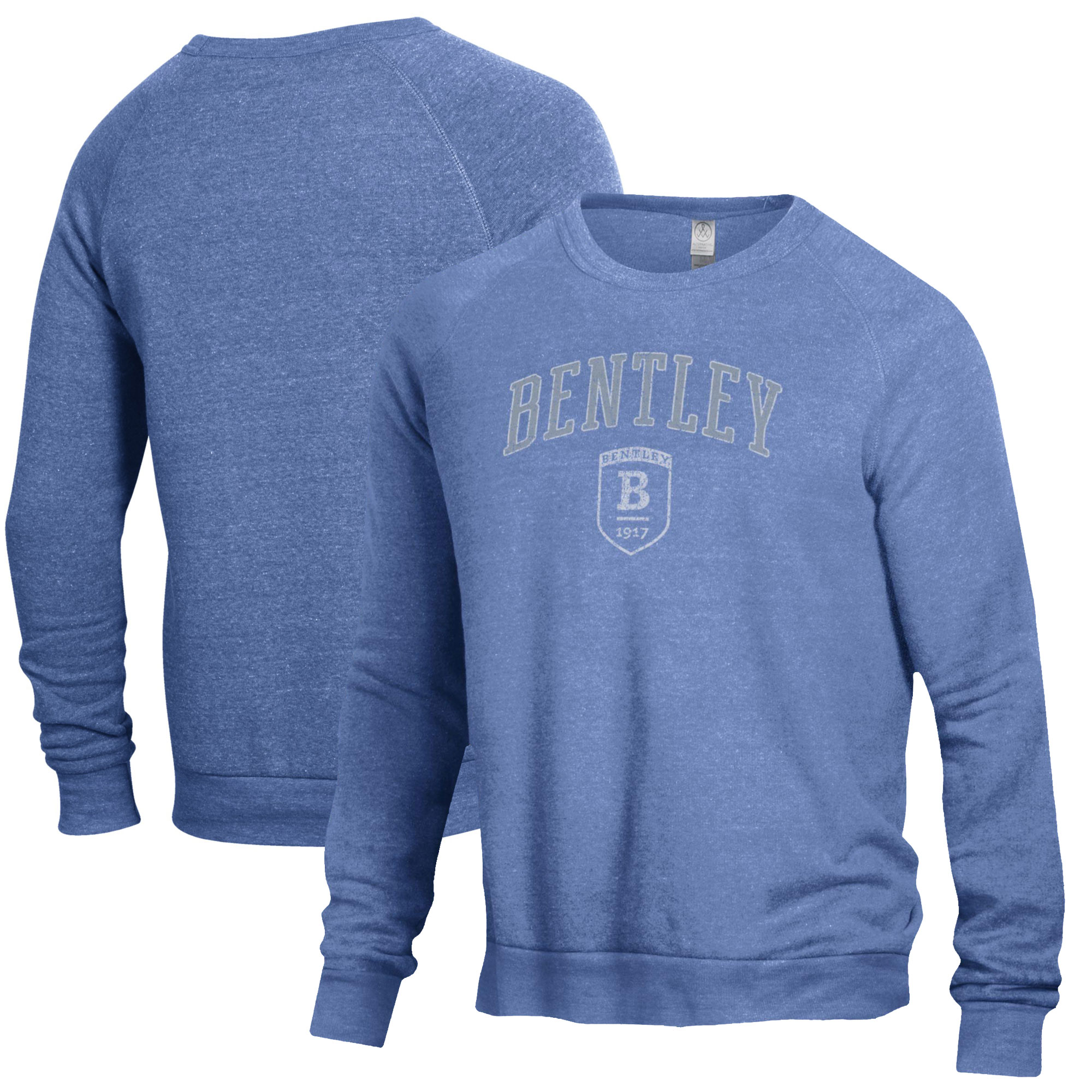 Men's Heathered Blue Bentley Falcons The Champ Tri-Blend Pullover Sweatshirt - Image 5