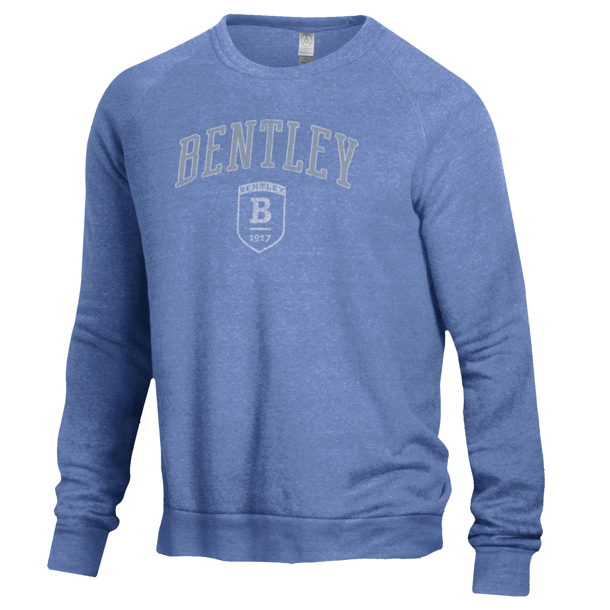 Men's Heathered Blue Bentley Falcons The Champ Tri-Blend Pullover Sweatshirt - Image 6