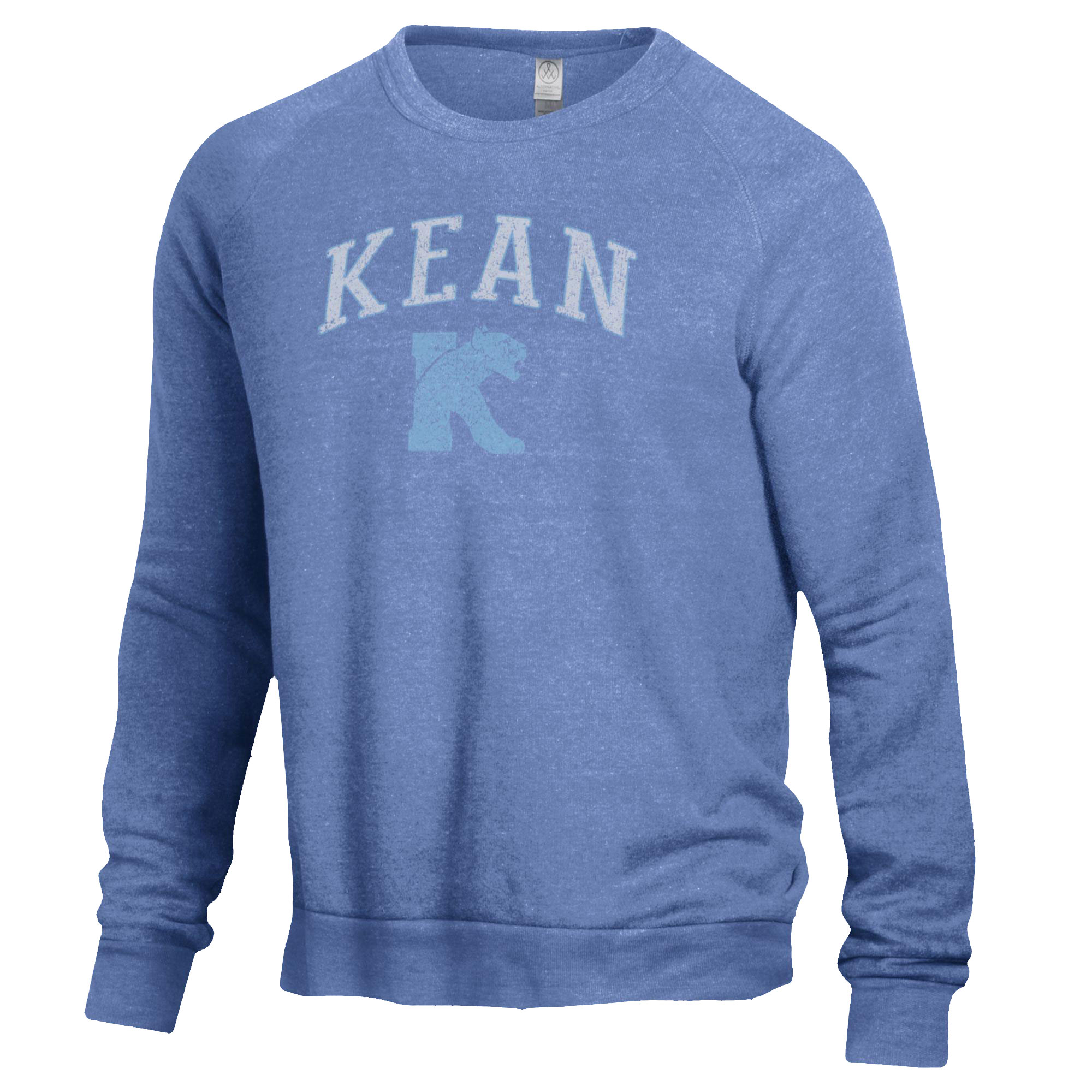 Men's Heathered Blue Kean University Cougars The Champ Tri-Blend Pullover Sweatshirt - Image 3