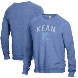 Men's Heathered Blue Kean University Cougars The Champ Tri-Blend Pullover Sweatshirt