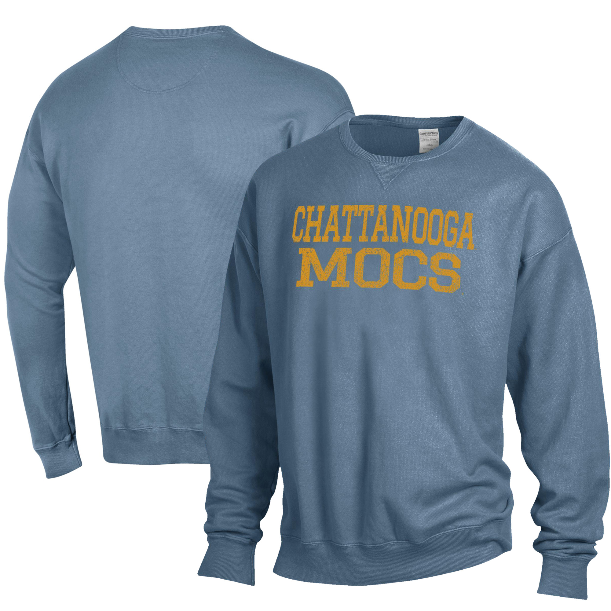 Men's ComfortWash Steel Blue Tennessee Chattanooga Mocs Stack Garment Dyed Crewneck Pullover Sweatshirt - Image 5