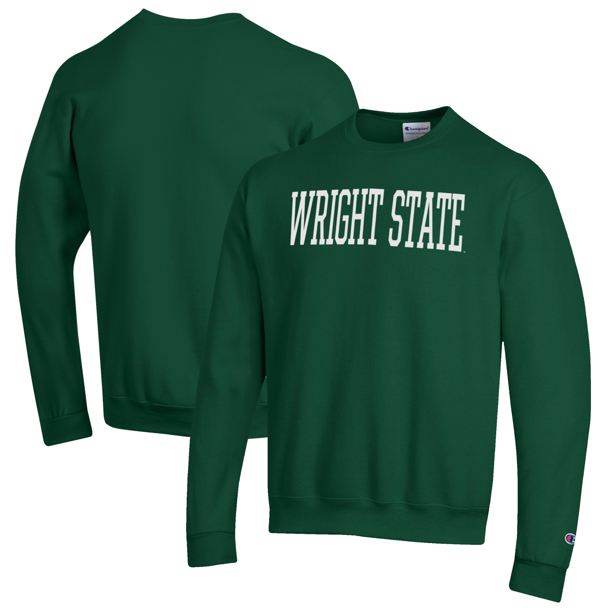 Men's Champion Green Wright State Raiders Eco Powerblend Crewneck Sweatshirt - Image 5