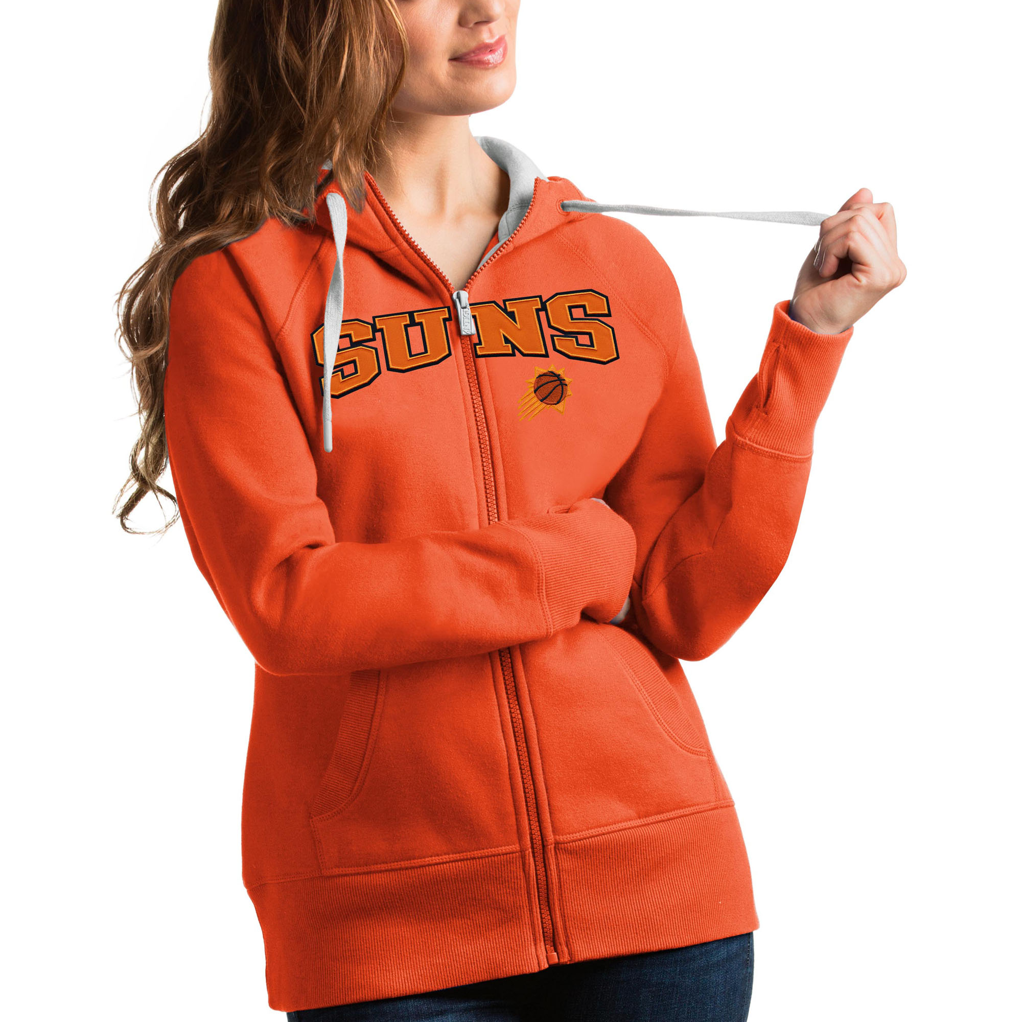 Women's Antigua Orange Phoenix Suns Team Victory Full-Zip Hoodie