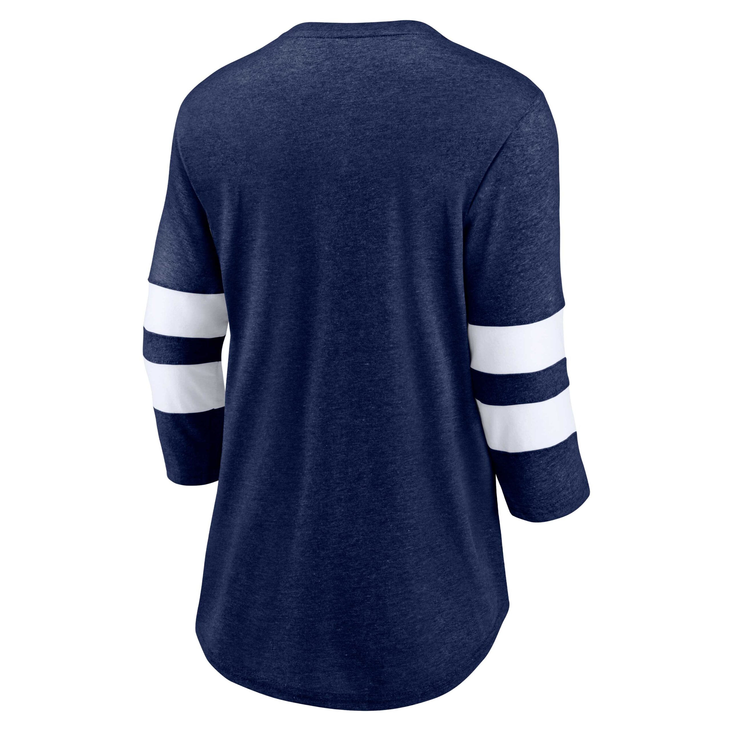 Women's Fanatics Heathered Navy/White Pittsburgh Penguins Full Shield 3/4-Sleeve Tri-Blend Raglan Scoop Neck T-Shirt - Image 7
