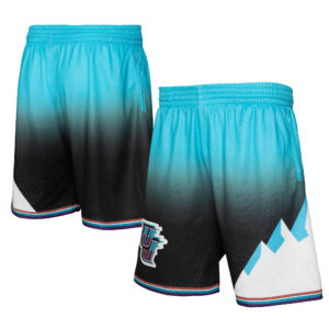 Men's Mitchell & Ness Black/Light Blue Utah Jazz 1996/97 Hardwood Classics Fadeaway Reload 3.0 Swingman Shorts