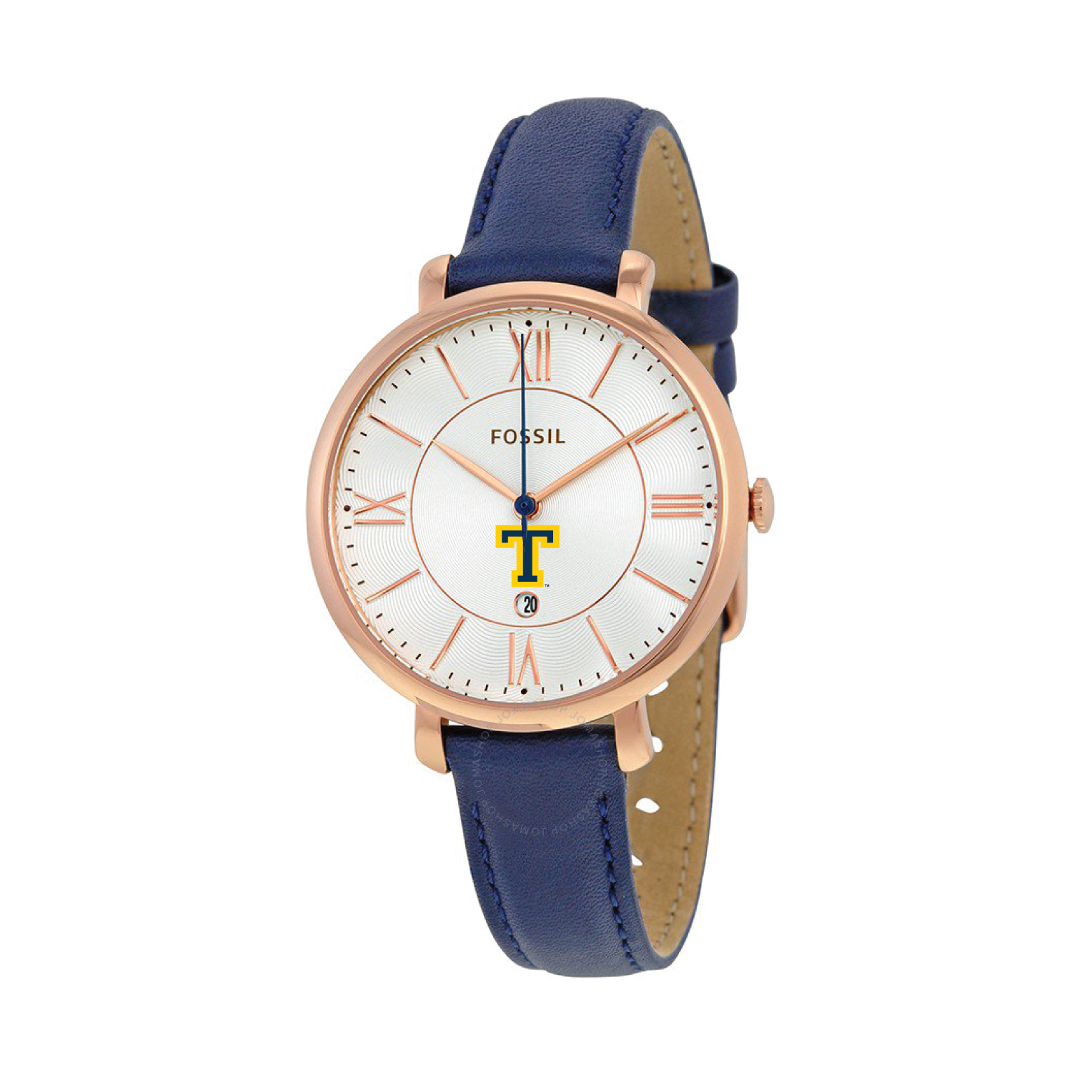 Women's Fossil Navy Trinity Bantams Jacqueline Leather Watch
