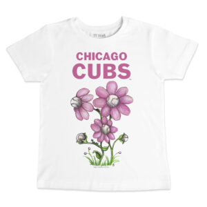 Youth Tiny Turnip White Chicago Cubs Blooming Baseballs T-Shirt