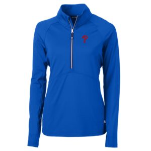Women's Cutter & Buck Royal Philadelphia Phillies Adapt Eco Knit Stretch Half-Zip Pullover Top